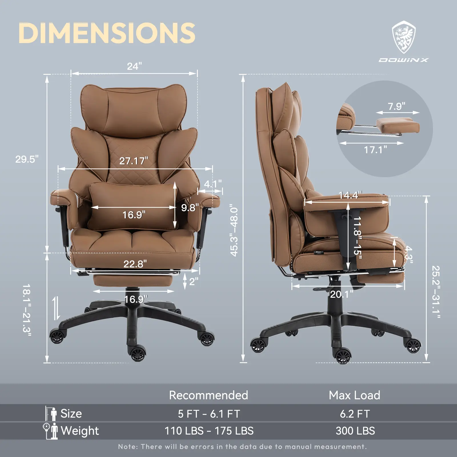 Dowinx Leather Sofa Chair LS-66BG102 Brown - Image 8